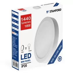 Panel led redondo sobrepuesto 18w 6500k