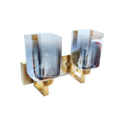 Lámpara Aplique Doble Dorado Porta Ampolleta E27 Modelo Lionrock Transparente