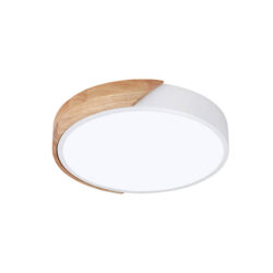 Lámpara led redonda sobrepuesta madera clara 24w+24w c/control